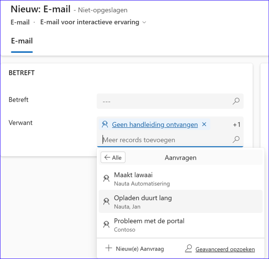 E-mail koppelen aan meerdere records in Microsoft Dynamics 365 CRM en Power Apps